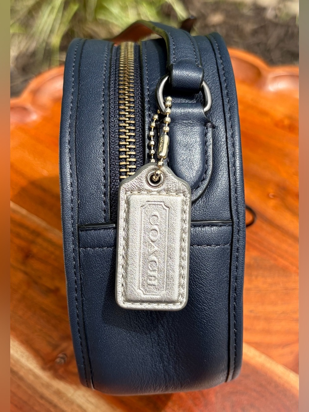 Coach Canteen Bag Limited Edition Navy Leather Rainbow Glitter F48731 EUC - Picture 13 of 16